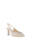 Bioeco by Arka Wide Fit Shimmering Leather Gathered Sling Back Heels, Pearl Beige