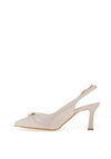 Bioeco by Arka Wide Fit Shimmering Leather Gathered Sling Back Heels, Pearl Beige