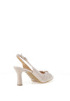 Bioeco by Arka Wide Fit Shimmering Leather Gathered Sling Back Heels, Pearl Beige