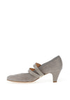 Bioeco by Arka Leather Double Strap Heeled Shoe, Grey