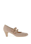 Bioeco by Arka Leather Double Strap Heeled Shoe, Nude