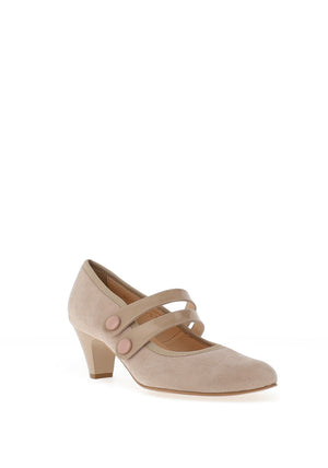 Bioeco by Arka Wide Fit Leather Double Strap Heeled Shoe, Nude