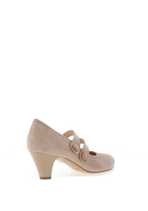 Bioeco by Arka Wide Fit Leather Double Strap Heeled Shoe, Nude