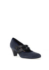 Bioeco by Arka Wide Fit Patent Print Strap Heeled Shoes, Navy