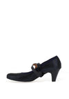 Bioeco by Arka Wide Fit Leather Double Strap Heeled Shoe, Navy