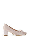 Bioeco by Arka Leather Shimmer Block Heel Shoes, Blush Pink