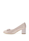Bioeco by Arka Leather Shimmer Block Heel Shoes, Blush Pink