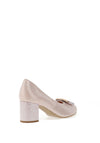 Bioeco by Arka Leather Shimmer Block Heel Shoes, Blush Pink