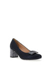Bioeco by Arka Leather Shimmer Block Heel Shoes, Navy