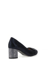 Bioeco by Arka Leather Shimmer Block Heel Shoes, Navy