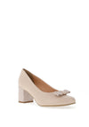 Bioeco By Arka Suede Block Heel Shoes, Beige & Silver