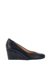 Bioeco By Arka Leather Faux Reptile Wedge Shoes, Navy Blue