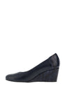 Bioeco By Arka Leather Faux Reptile Wedge Shoes, Navy Blue