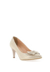Bioeco by Arka Shimmer Leather Bow Court Shoes, Gold