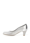 Bioeco By Arka Patterned Leather Heeled Shoe, Silver