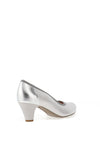 Bioeco By Arka Patterned Leather Heeled Shoe, Silver