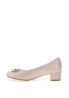 Bioeco by Arka Shimmer Silver Brooch Low Block Heel Shoes, Blush Pink
