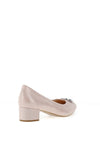 Bioeco by Arka Shimmer Silver Brooch Low Block Heel Shoes, Blush Pink