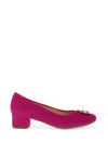 Bioeco by Arka Wide Fit Suede Low Block Heel Shoes, Pink