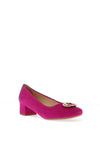 Bioeco by Arka Wide Fit Suede Low Block Heel Shoes, Pink