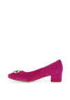 Bioeco by Arka Wide Fit Suede Low Block Heel Shoes, Pink