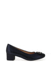 Bioeco by Arka Wide Fit Shimmering Low Block Heel Shoes, Navy