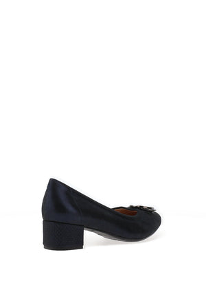 Bioeco by Arka Wide Fit Shimmering Low Block Heel Shoes, Navy