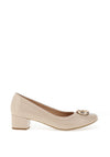 Bioeco by Arka Wide Fit Patent Leather Low Block Heel Shoes, Beige