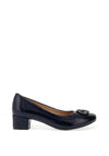 Bioeco by Arka Wide Fit Shimmering Low Block Heel Shoes, Navy