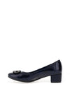 Bioeco by Arka Wide Fit Shimmering Low Block Heel Shoes, Navy