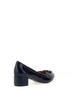 Bioeco by Arka Wide Fit Shimmering Low Block Heel Shoes, Navy