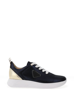 Bioeco by Arka Shimmering Leather Trainers, Navy