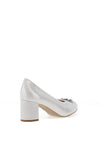 Bioeco by Arka Wide Fit Shimmering Leather Brooch Detail Heeled Pumps, Silver