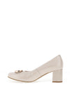 Bioeco by Arka Metallic Block Heeled Pumps, Pearl White