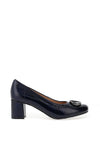 Bioeco by Arka Wide Fit Patent Brooch Detail Heeled Pumps, Navy