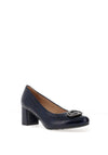 Bioeco by Arka Wide Fit Patent Brooch Detail Heeled Pumps, Navy