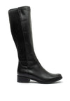 Bioeco by Arka Leather Stretch Panel Long Boots, Black