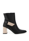 Bioeco by Arka Leather Colour Block Heeled Boots, Black