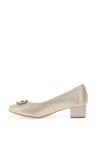 Bioeco by Arka Shimmer Low Block Heel Shoes, Gold