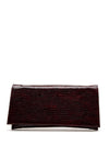 Bioeco by Arka Leather Patent Croc Print Clutch Bag, Wine