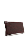 Bioeco by Arka Leather Patent Croc Print Clutch Bag, Wine
