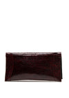 Bioeco by Arka Leather Patent Croc Print Clutch Bag, Wine