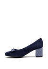 Bioeco by Arka Leather Suede Bow Court Shoes, Navy