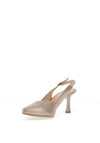 Bioeco by Arka Shimmer Leather Sling Back Heeled Shoes, Gold