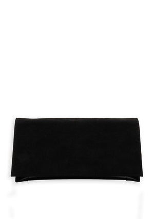 Bioeco by Arka Leather Patent Clutch Bag, Black Suede