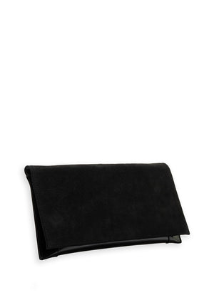 Bioeco by Arka Leather Patent Clutch Bag, Black Suede