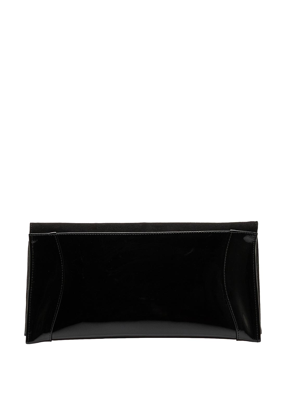 Bioeco by Arka Leather Patent Clutch Bag, Black Suede