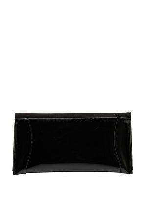 Bioeco by Arka Leather Patent Clutch Bag, Black Suede