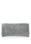 Bioeco by Arka Leather Patent Clutch, Silver