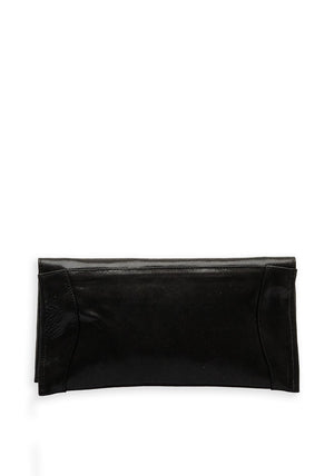 Bioeco by Arka Suede Shimmer Clutch Bag, Black